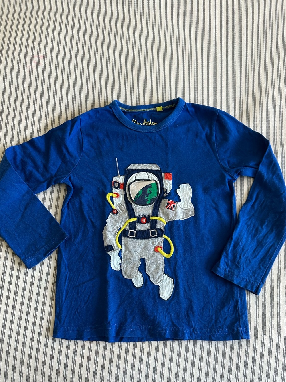 Mini Boden Long Sleeve Tee with Astronaut Applique
